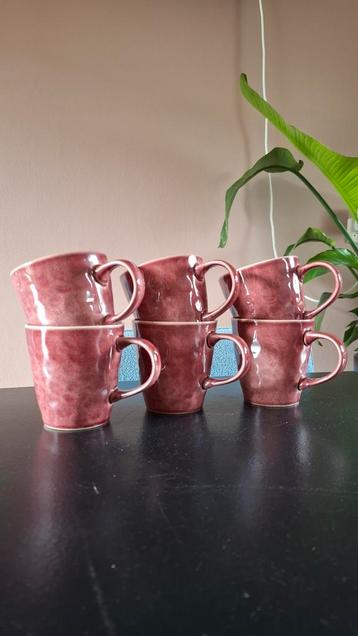 6x nieuwe thee mokken 375ml. Bordeauxrood! beschikbaar voor biedingen