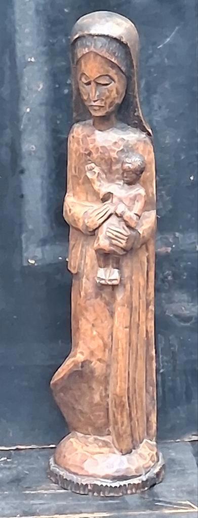 Maria met kindje Jezus. Ca 1900. Hardhout. 48 cm., Antiek en Kunst, Kunst | Beelden en Houtsnijwerken, Ophalen