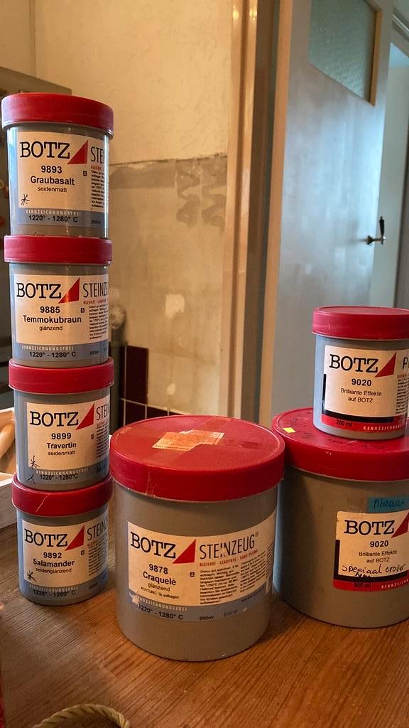 Verschillende Botz glazuren steengoed, nieuw en gebruikt, Hobby en Vrije tijd, Pottenbakken, Zo goed als nieuw, Ophalen of Verzenden