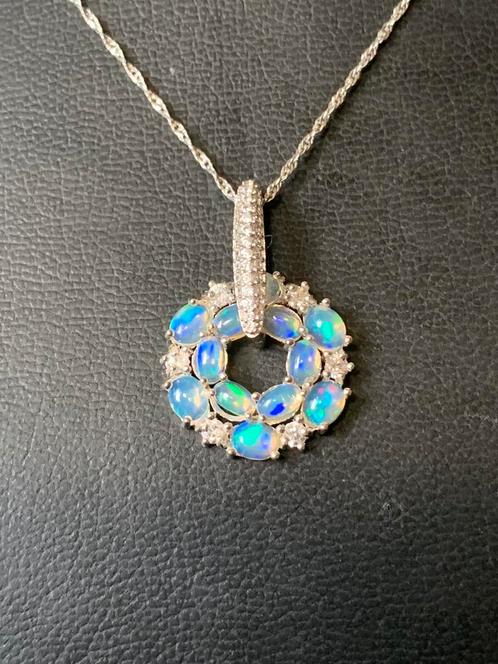 Edelopaal opaal hanger geluk beschermt vreugde welvaart love, Sieraden, Tassen en Uiterlijk, Kettingen, Nieuw, Zilver, Wit, Met edelsteen