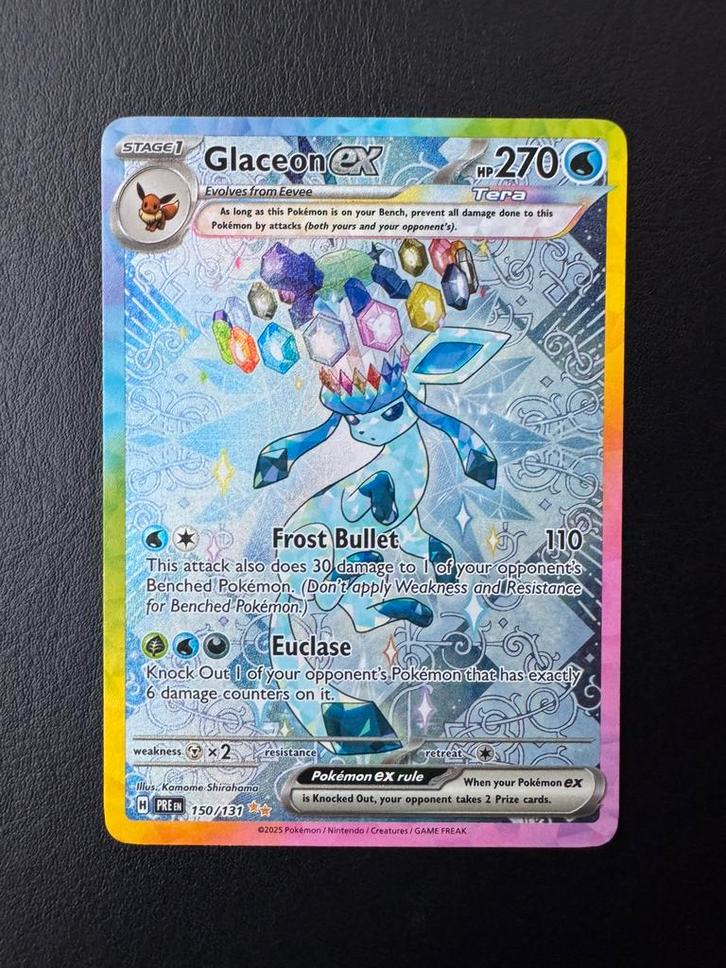 Glaceon EX 150/131 Prismatic evolutions, Hobby en Vrije tijd, Verzamelkaartspellen | Pokémon, Nieuw, Losse kaart, Foil, Ophalen of Verzenden