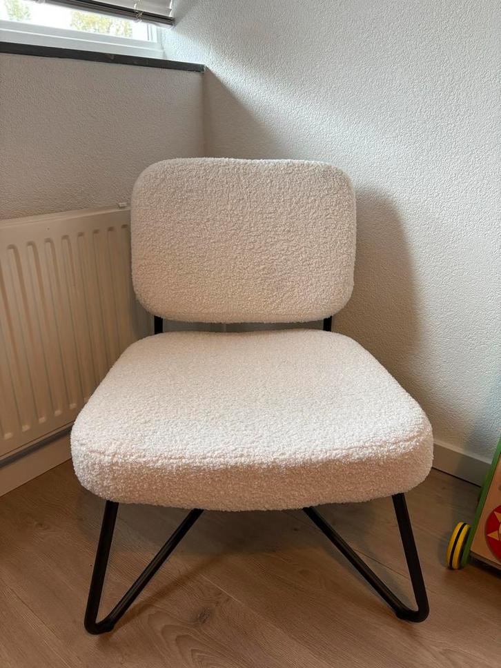 Witte Teddy Stoel - Gebruikt, Huis en Inrichting, Stoelen, Gebruikt, Eén, Stof, Wit, Ophalen