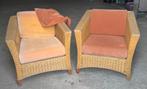 2 grote rotan rieten stoelen met kussen, Tuin en Terras, Tuinstoelen, Ophalen of Verzenden, Zo goed als nieuw