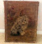 GEZOCHT: dit kleine kat schilderij ((poes katten poezen)) e6, Antiek en Kunst, Ophalen of Verzenden