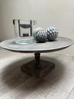 Plateau Hout XL op voet Ø50 grey-brown finish Landelijk, Ophalen of Verzenden, Nieuw