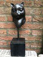 bronzen kat poezen kop buste, Ophalen of Verzenden