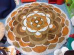jaren 70 design rond vloerkleed wol bloem 250cm retro 1970s, Ophalen, Gebruikt, Rond, 200 cm of meer
