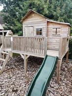Houten speelhuis op platform incl glijbaan ZGAN!!!, Ophalen, Zo goed als nieuw, Hout