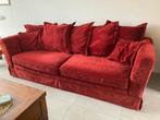 Rode velvet velours bank, Ophalen, Gebruikt, Driepersoons, 75 tot 100 cm