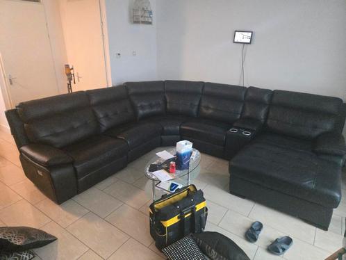 Lederen Hoekbank met Relaxfunctie, Huis en Inrichting, Banken | Bankstellen, Gebruikt, Hoekbank, Vierpersoons of meer, 300 cm of meer