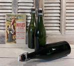 Set van drie antieke zware  groene wijnflessen, Antiek en Kunst, Ophalen of Verzenden