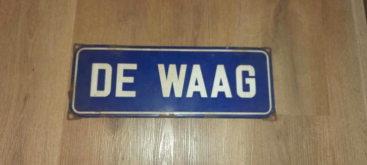Emaille Straatnaambord De Waag, Antiek en Kunst, Antiek | Emaille, Ophalen of Verzenden