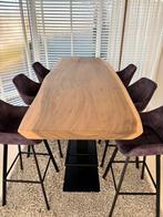 Boomstam bartafel met 6 hoge stoelen - Zo goed als nieuw!, Huis en Inrichting, Tafels | Statafels, Ophalen, Zo goed als nieuw