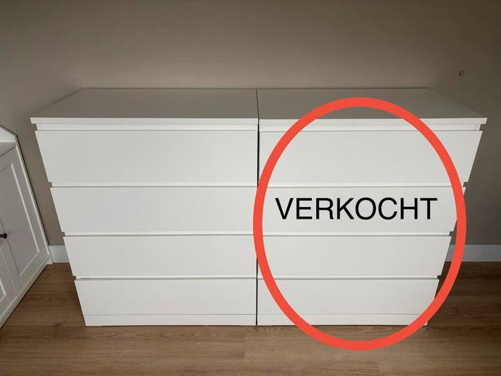 Malm ladekast Ikea wit - 80 cm, Huis en Inrichting, Kasten | Ladekasten, Zo goed als nieuw, Minder dan 100 cm, 50 tot 100 cm, 25 tot 50 cm