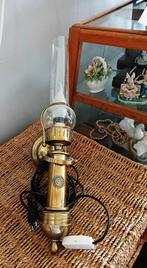Antiek lamp cardanische scheepslamp messing kantelbaar, Antiek en Kunst, Ophalen of Verzenden