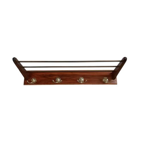 Vintage kapstok, hout (fineer) en messing, Huis en Inrichting, Woonaccessoires | Kapstokken, Gebruikt, Wandkapstok, Minder dan 100 cm