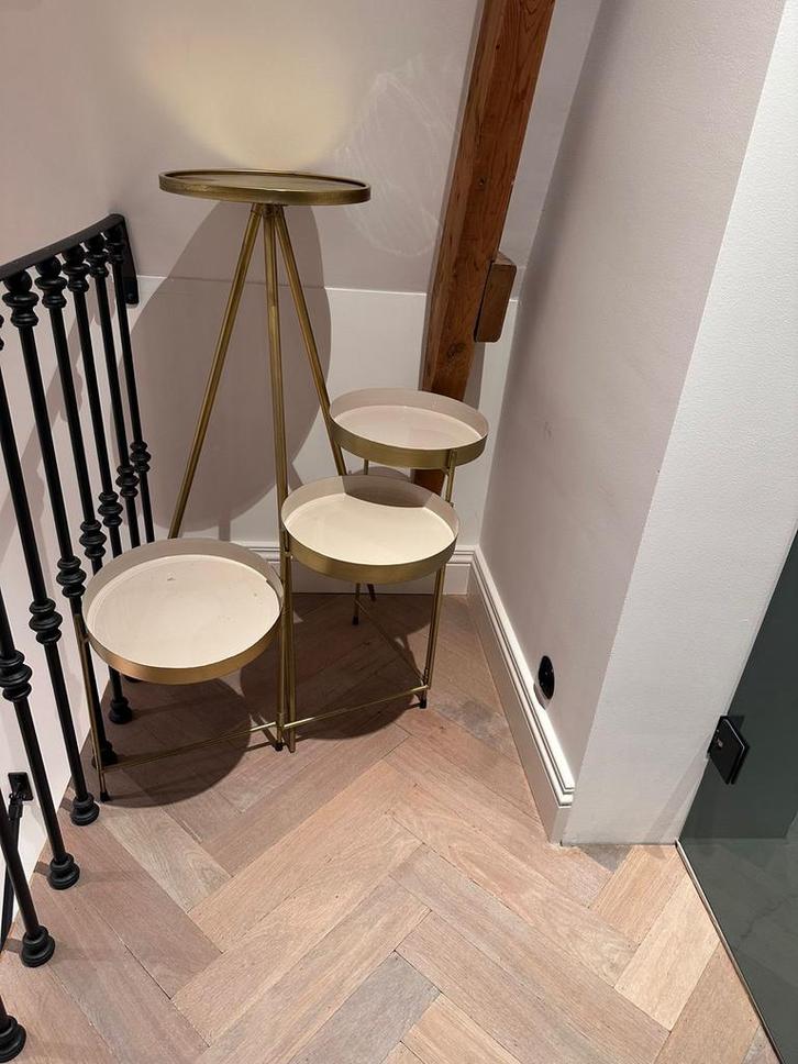 Set gouden bijzettafels, Huis en Inrichting, Tafels | Salontafels, Zo goed als nieuw, 50 tot 100 cm, Rond, Ophalen