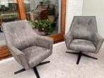 2 Modern grijze draai fauteuils, Huis en Inrichting, Ophalen, 75 tot 100 cm, Zo goed als nieuw, 50 tot 75 cm