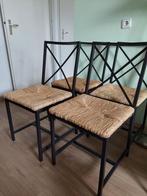 4 rieten/metalen stoelen (Ikea), Huis en Inrichting, Stoelen, Ophalen, Gebruikt, Bruin, Vier