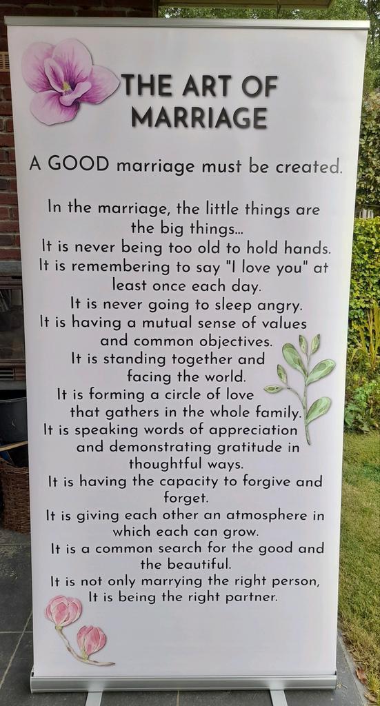 banner the art of marriage, Huis en Inrichting, Woonaccessoires | Tekstborden en Spreuken, Zo goed als nieuw, Ophalen of Verzenden