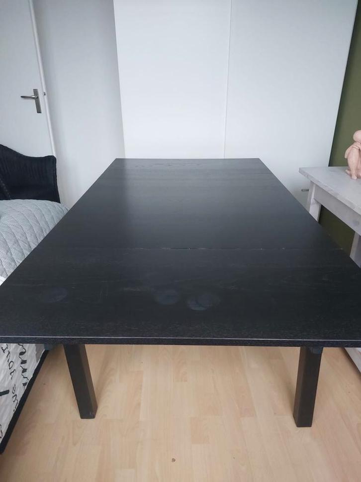 Zwarte ikea  BJURSTA uitschuiftafel, Huis en Inrichting, Tafels | Eettafels, Gebruikt, 50 tot 100 cm, 50 tot 100 cm, Rechthoekig