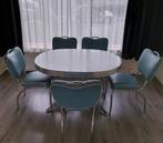 Erg mooie jaren 60/vintage eettafel en 5 stoelen, Huis en Inrichting, Tafels | Eettafels, Ophalen, Gebruikt, Rechthoekig, 50 tot 100 cm