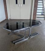 Vintage salontafel/ coffee table -chrome/ rookglas- 1970s, Ophalen, Gebruikt, Bauhaus chrome rookglas smoked glass midcentury