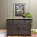 Kast met marmeren blad brocante  massief eiken, Huis en Inrichting, Ophalen of Verzenden, Zo goed als nieuw, 50 tot 75 cm, 100 tot 150 cm