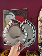2x Vintage Metalen Serveerschalen Bladvorm - France, Ophalen of Verzenden