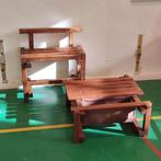Set met houten bankje en salontafel, Ophalen, Gebruikt, 50 tot 100 cm, 50 tot 75 cm