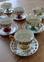 Brocante theekopjes Harlequin stijl, Ophalen of Verzenden