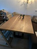 Massief eiken eettafel 180x90 met robuust stalen onderstel, Huis en Inrichting, Tafels | Eettafels, Ophalen, Eikenhout, 50 tot 100 cm