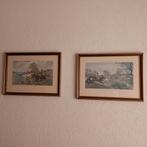 Twee oude schilderijen met jachttaferelen, Ophalen of Verzenden