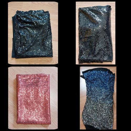 Pakket glitter / paillet stoffen, Hobby en Vrije tijd, Stoffen en Lappen, Nieuw, Katoen, 120 cm of meer, 200 cm of meer, Blauw