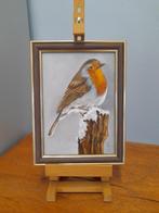 schilderij roodborstje 314 met lijst - vogelschilderij vogel, Huis en Inrichting, Minder dan 50 cm, Oorspronkelijke maker, Nieuw