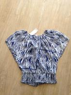 Nieuw vlinder top blouse shirt dames blauw wit mt 42 box 23, Verzenden, Nieuw, Maat 42/44 (L), Blauw