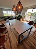 Glazen Tafelblad met Metalen Frame- 220x100 cm, Huis en Inrichting, Tafelonderdelen, Ophalen, Gebruikt, 100 tot 150 cm, 200 cm of meer