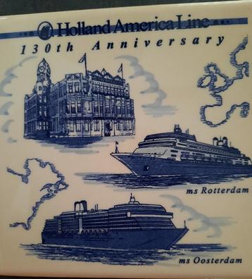 2 tegels Holland America Line - 130th anniverdary beschikbaar voor biedingen