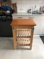 Houten Keuken Trolley, Huis en Inrichting, Tafels | Eettafels, Ophalen, Gebruikt, 50 tot 100 cm, Tot twee personen