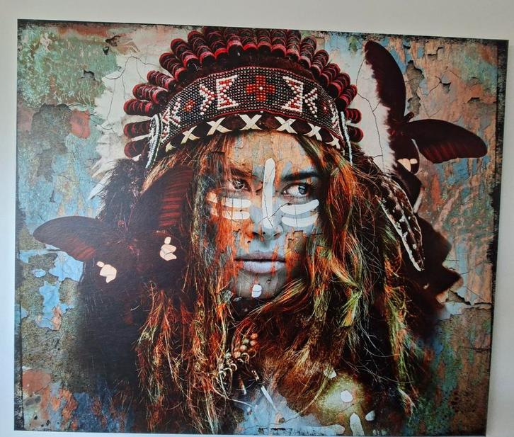 Schilderij Sioux II - Hans Jochem Bakker, Antiek en Kunst, Kunst | Schilderijen | Modern, Ophalen of Verzenden