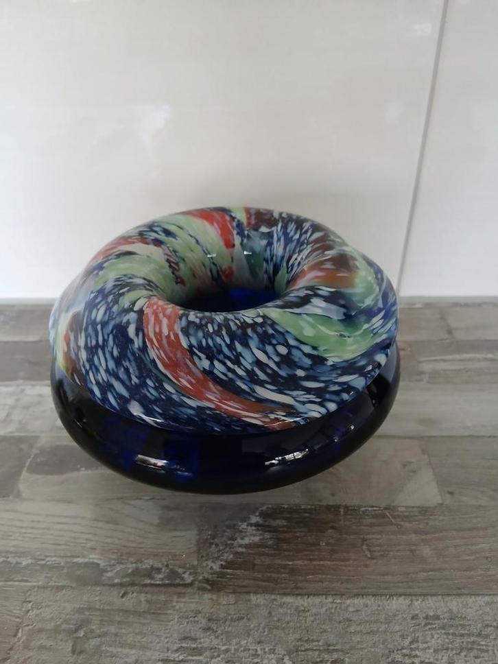 Decoratieve Glazen Vaas met Kleurrijk Design, Antiek en Kunst, Antiek | Glas en Kristal, Ophalen of Verzenden