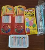 3 verjaardag kaarsjes setjes en 59 rietjes - straws , nieuw, Ophalen of Verzenden, Nieuw, Versiering, Verjaardag