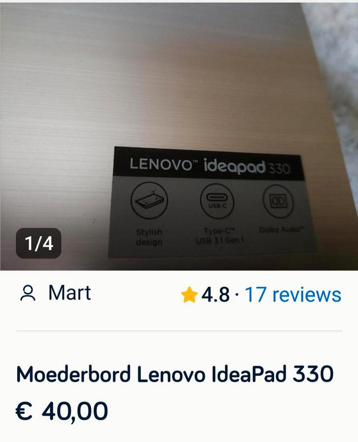 Moederbord Lenovo IdeaPad 330, Computers en Software, Moederborden, Zo goed als nieuw, DDR3, Ophalen