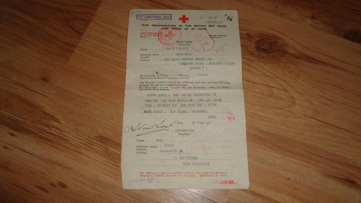 1942 PIB rode kruis brief vanuit londen oorlog wo2, Verzamelen, Militaria | Tweede Wereldoorlog, Landmacht, Nederland, Verzenden