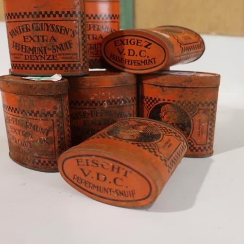 Blikje pepermunt snuif Van der Cruyssen's Deynze origineel, Antiek en Kunst, Curiosa en Brocante, Ophalen of Verzenden