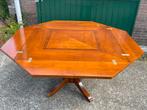 Unieke vorm vintage eettafel Schuitema ingelegd houten blad, Huis en Inrichting, Tafels | Eettafels, Ophalen, Gebruikt, 150 tot 200 cm