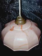 Vintage Art Deco hanglamp zalmroze marmer stijl, Antiek en Kunst, Ophalen of Verzenden