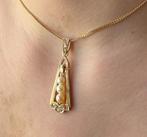 Fraaie diamanten 18k gouden parel ketting hanger luxe, Met edelsteen, Ophalen of Verzenden, Zo goed als nieuw, Info@voordeelsieraden.nl