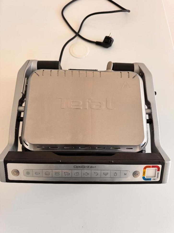 Tefal Optigrill 2 in 1, Witgoed en Apparatuur, Contactgrills, Zo goed als nieuw, Uitneembare platen, Vaatmachinebestendige platen