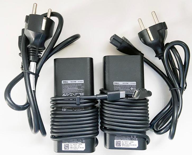 Dell 65 Watt USB-C Poweradapter met voedingskabel, Computers en Software, Laptop-opladers, Zo goed als nieuw, Ophalen